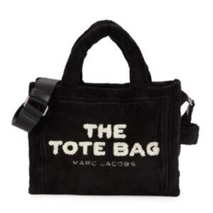 Marc Jacobs The Tote Bag Medium Terry Cloth Black Crossbody NWOT